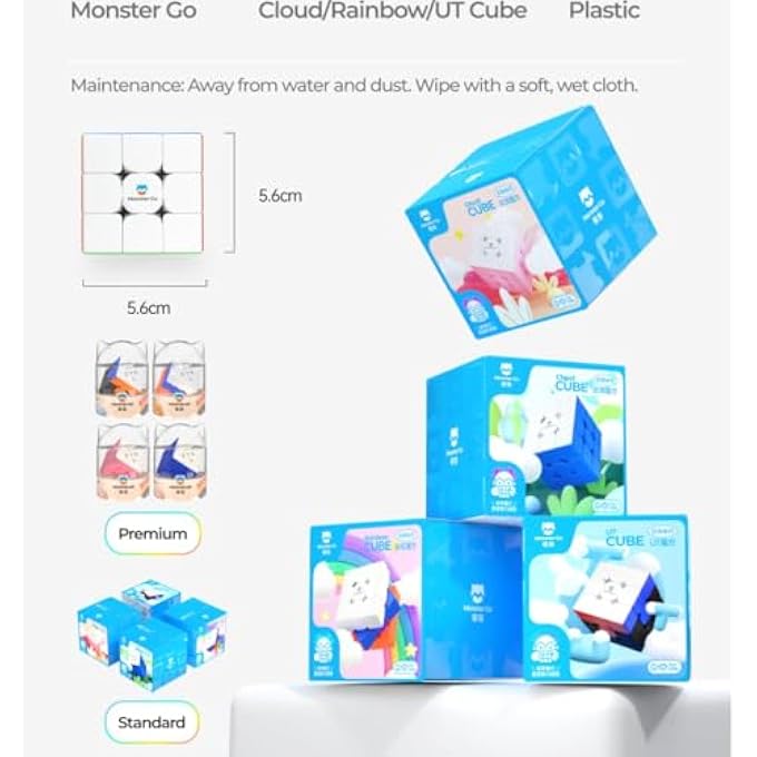 MONSTER GO BY GAN MG UT TRAINER CUBE 3X3 STARTER SERIES NON MAGNETIC STICKERLESS CUBE, RUBIK'S CUBE, MAGIC CUBE, SCREEN FREE BRAIN TEASER GAME MENTAL FITNESS, IQ PUZZLE, TRAVEL TOY KIDS GIFT - Image 3